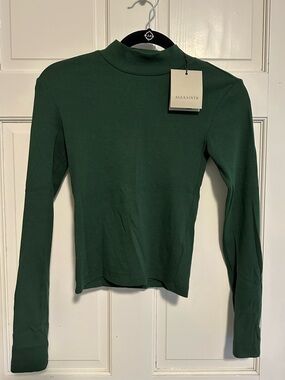 AllSaints Forest Green Mock Neck Long Sleeve Top